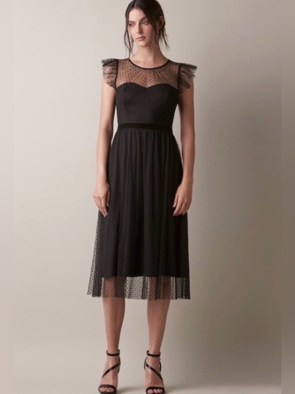 JW Jason Wu Illusion Mesh Midi Dress Sz 12 Goth EUC